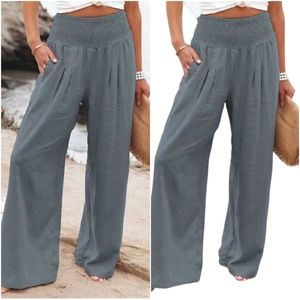 High Waisted Smocked Wide leg Lounge Pants